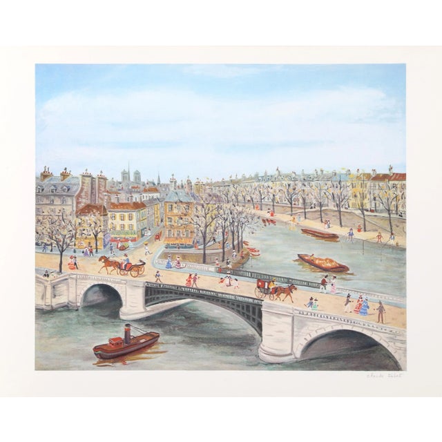 Bridge Over the Seine, Claude Tabet Lithograph, Signed and Numbered in Pencil For Sale