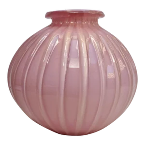 Large Pink and Gold Murano Glass Globe Vase