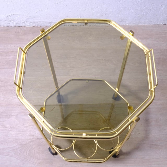 Bar Trolley with Removable Smoked Glass Tray for Metal Bottles, 1970s For Sale - Image 14 of 18