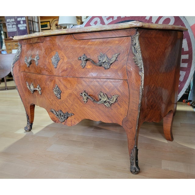 Louis XV Bombe Commode or Chest With Marble Top For Sale - Image 16 of 16