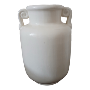 1990s Large Italian White Vase With Scroll-Style Handles