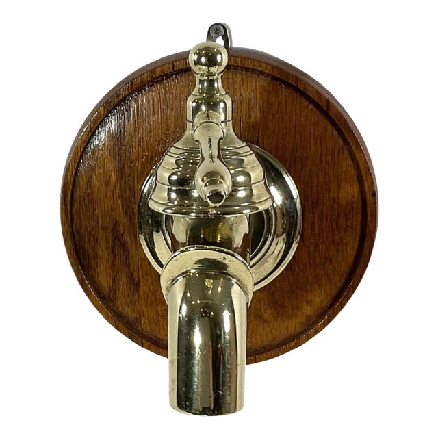 Solid Brass Spigot Mounted to a Plaque For Sale