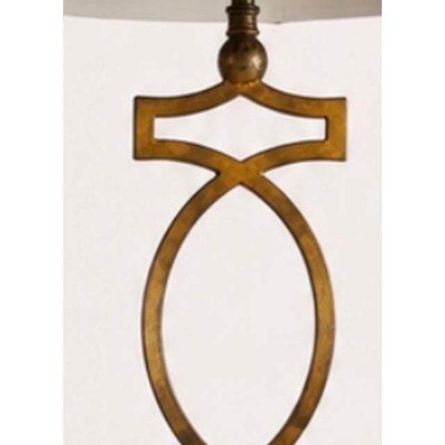 Mid-Century Modern Pair of Niermann Weeks Montaigne Floor Lamps in Distressed Gold Leaf For Sale - Image 3 of 6