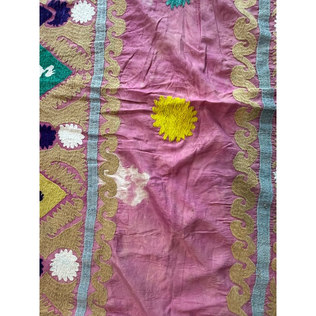 Pink Cotton Suzani Prayer Niche Wall Hanging For Sale - Image 4 of 9