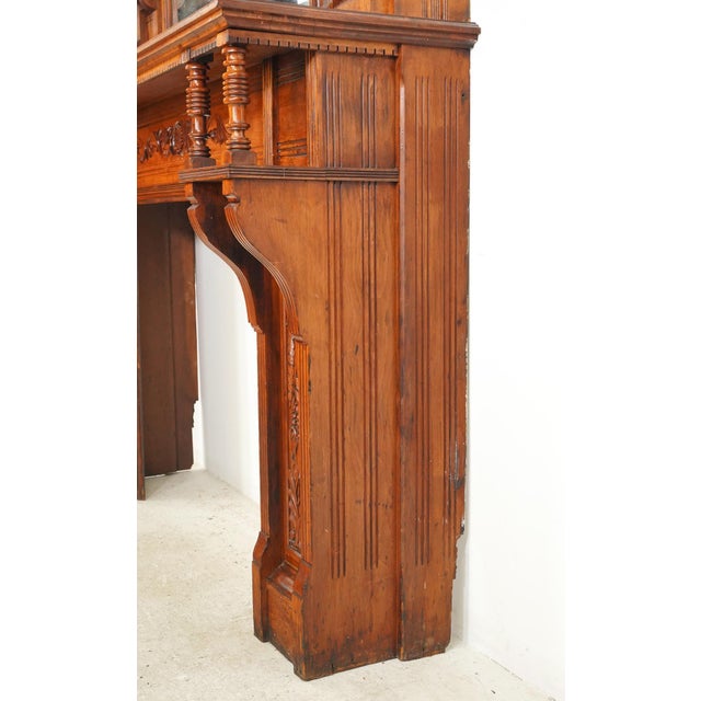 1890s Neoclassical Oversized Carved Cherry Wood Fireplace Mantel For Sale - Image 15 of 16