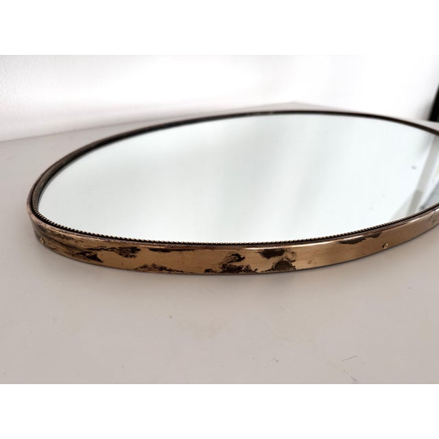 Italian Mid-Century Wall Mirror with Brass Frame and Glass, 1970s For Sale - Image 16 of 18
