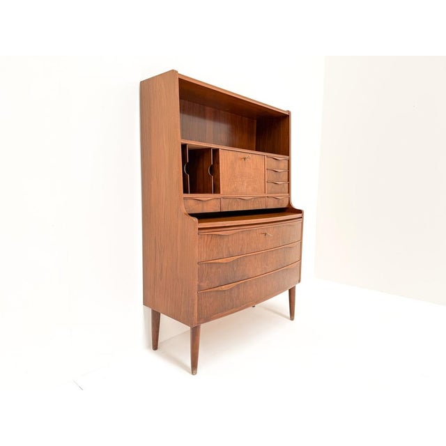 1960s Walnut Secretary with Wave Front by Erling Torvits, Denmark, 1960s For Sale - Image 5 of 11