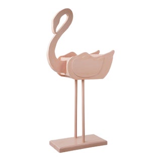 Vintage Artist Studio Handmade Wood Flamingo Planter For Sale