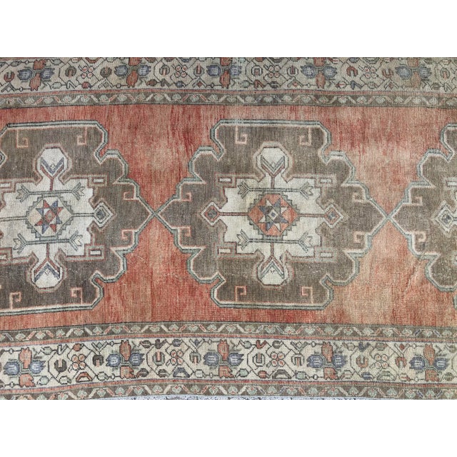 Peach Vintage Wool Anatolian Vintage Runner Rug For Sale - Image 8 of 11