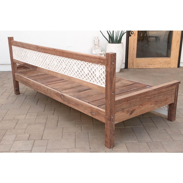 White 96" Carved Jali Distressed Two-Tone White Daybed For Sale - Image 8 of 11