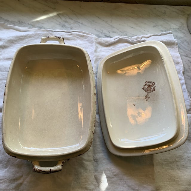 Ceramic Antique English Ironstone Grindley Aesthetic Movement Transferware Tureen For Sale - Image 7 of 12