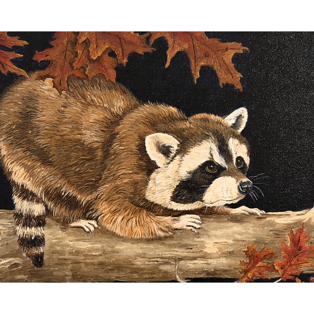 Original Wildlife Painting Pair by Patti Gilley – "Night Crawler" & "Peek-a-Boo" Raccoon Art For Sale - Image 15 of 18