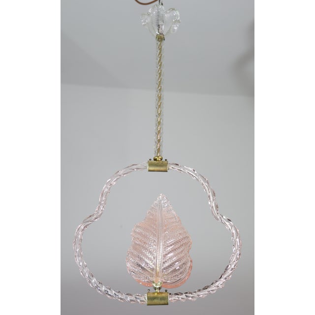 Art Deco 1940s Elgant Pink Art Decò Barovier E Toso Pendant Light Murano Glass For Sale - Image 3 of 13