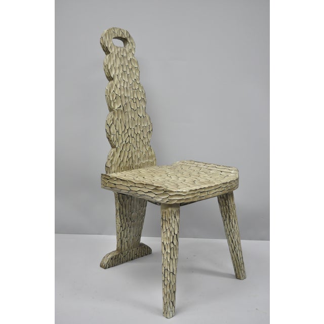 Contemporary High Back Carved Wood Side Chair Chairish