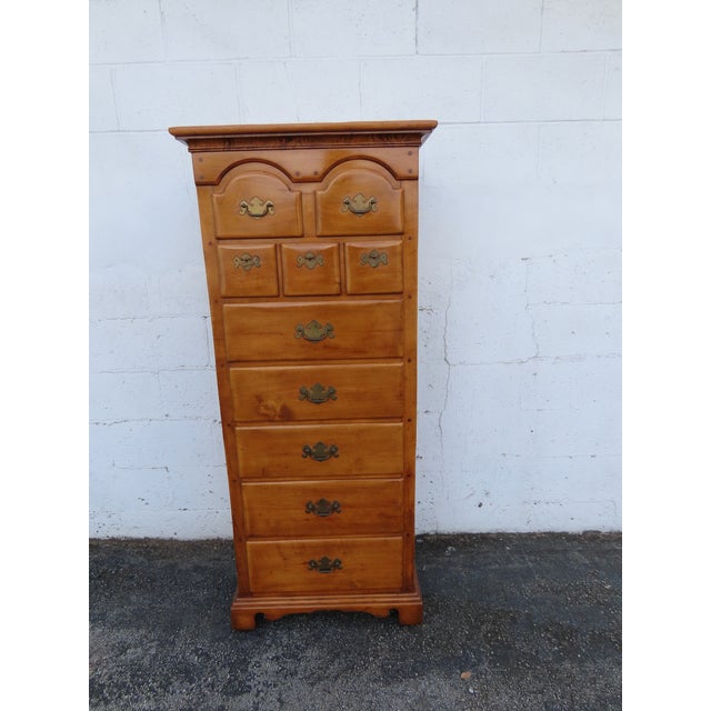 This Lingerie Chest is made out of wood, solid wood, solid maple, and metal. It is a high quality piece, and it is stamped...