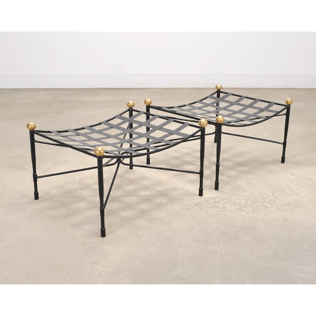 Pair of Mario Papperzini Amalfi Iron Lounge Chairs and Ottomans For Sale - Image 17 of 18