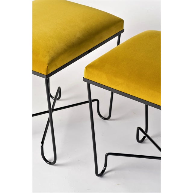Metal Aronde Black Lacquered Feet and Gold Velvet Benches by Facto Atelier Paris For Sale - Image 7 of 10