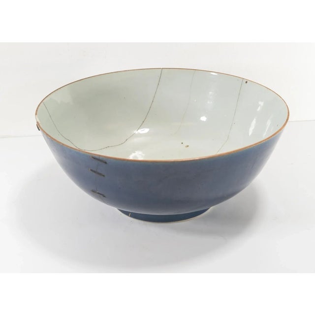 We are selling this great large Chinese early sacrificial blue bowl. The bowl is heavily damaged and repaired with...
