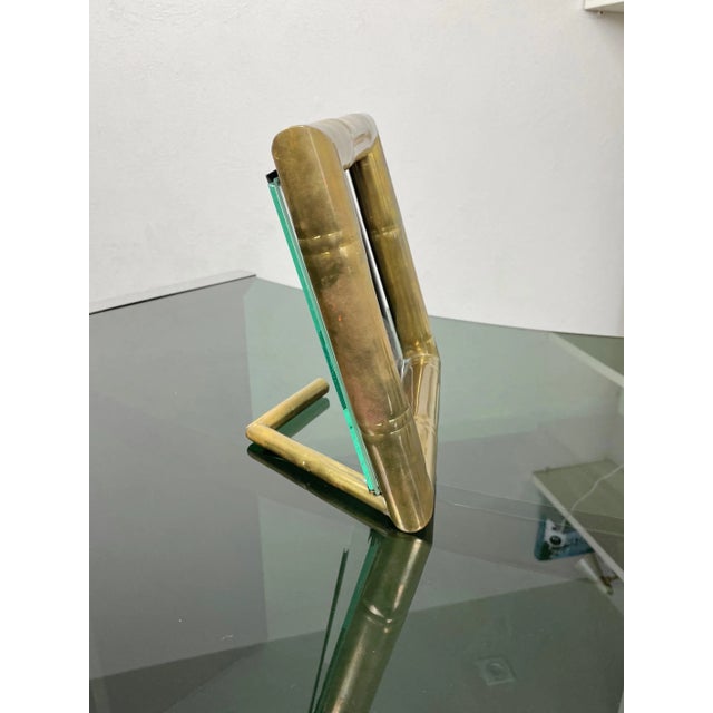 Metal Faux Bamboo Brass Picture Frame by Tommaso Barbi, Italy, 1970s For Sale - Image 7 of 12