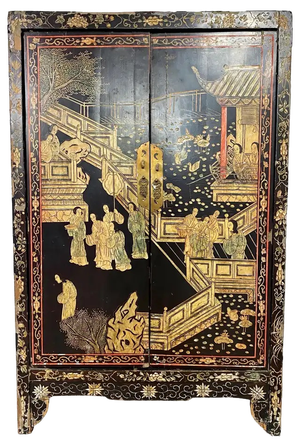 Small 19th Century Chinese Black Lacquered Cabinet