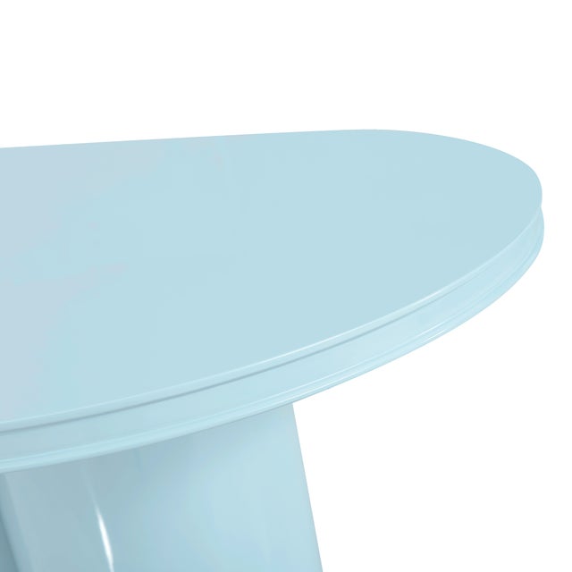 Wood Elora Blue Lacquer Oval Dining Table For Sale - Image 7 of 9