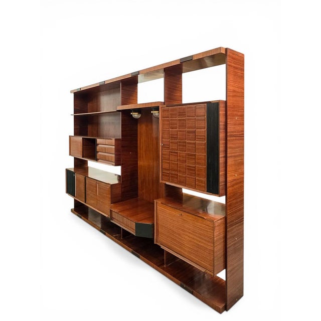 Brown Italian Modular Wall Unit by Dassi, 1960s For Sale - Image 8 of 17