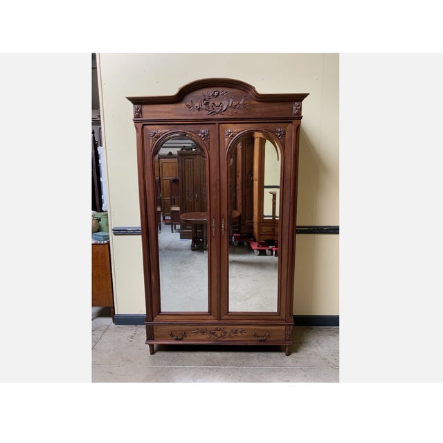 Antique Wardrobe in Walnut, 1910 For Sale - Image 10 of 10