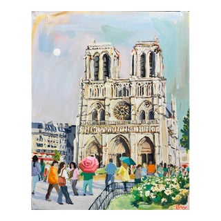 "Notre Dame Paris at Dusk, After the Storm" Painting For Sale
