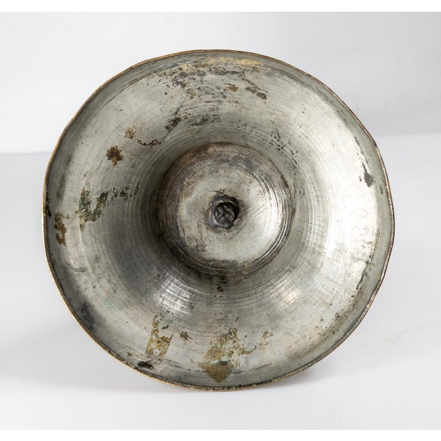 17th or 18th Century Rustic Make Do Brass Candlestick With Later Base For Sale - Image 13 of 14