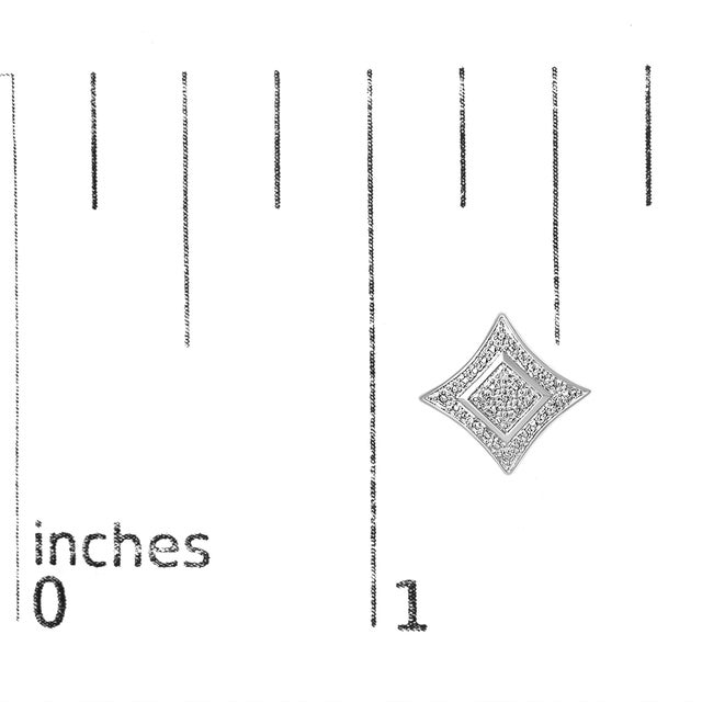 .925 Sterling Silver Diamond Accented 4-Stone Four Pointed Star Shaped Halo-Style Stud Earrings (H-I Color, I2-I3 Clarity) For Sale In New York - Image 6 of 6