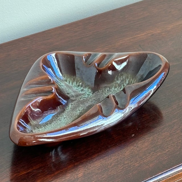 Brown Vintage Mid-Century Modern Drip Glaze Ashtray / Catchall For Sale - Image 8 of 12