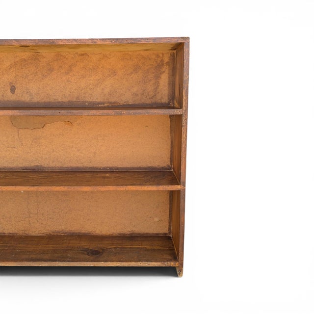 Late 20th Century Vintage Primitive Rustic Low Wood Bookcase No. 57b For Sale - Image 5 of 18