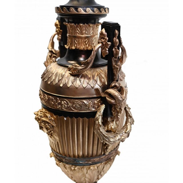 Gold Bronze Classical Urns Grecian Amphora Barbedienne, Set of 2 For Sale - Image 8 of 14