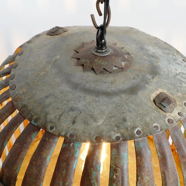 Industrial Iron Cage Pendant Light For Sale - Image 4 of 8