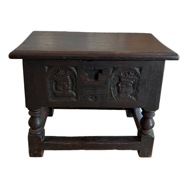 Antique European Carved Oak Chest on Stand For Sale