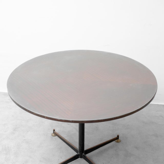 Round Table in Wood, Glass and Metal, 1970s For Sale - Image 4 of 11