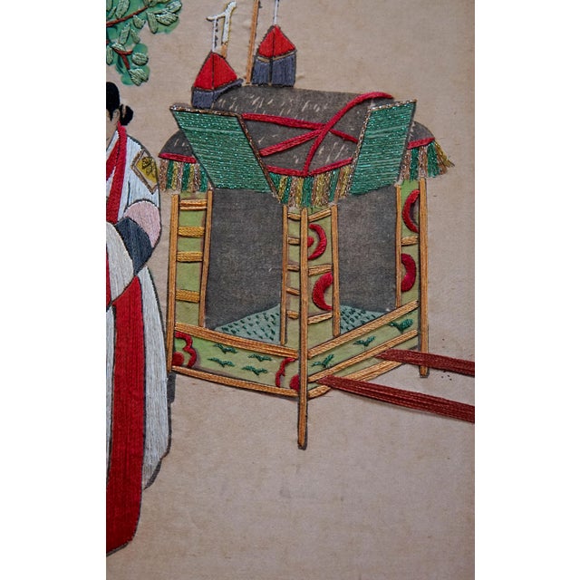 1970s Korean Two-Panel Silk Screen from 1975 For Sale - Image 5 of 6