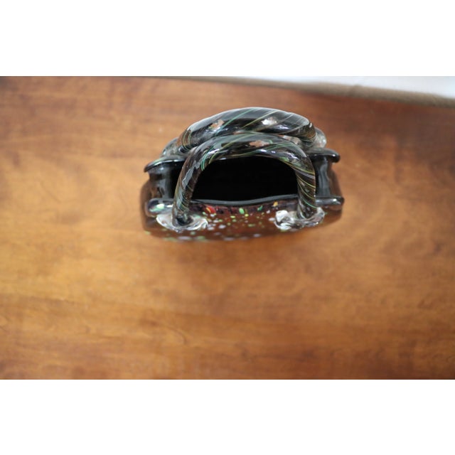Glass Black Murano Glass Purse Vase For Sale - Image 7 of 9
