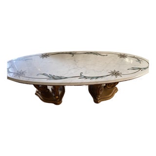 1960s Italian Hand Etched Marble Coffee Table For Sale