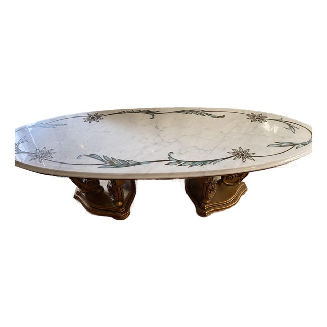 1960s Italian Hand Etched Marble Coffee Table For Sale