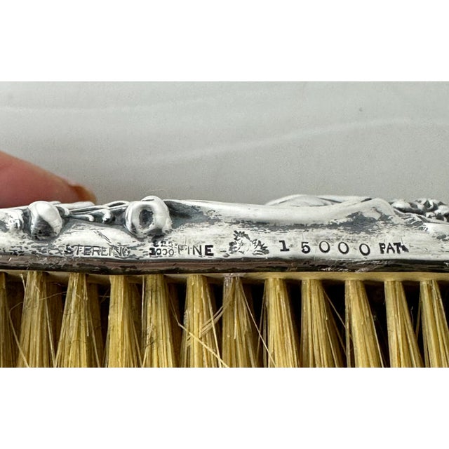 Art Nouveau 19th Century Sterling Silver Cherub Clothes Brush For Sale - Image 3 of 6