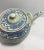 Antique blue, white and green Japanese teapot with lid. Unmarked.