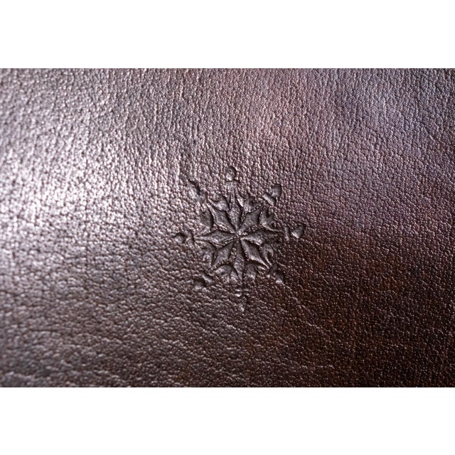 Set of 6 Maitland Smith Neoclassical Leather Game Table Chairs For Sale - Image 9 of 18