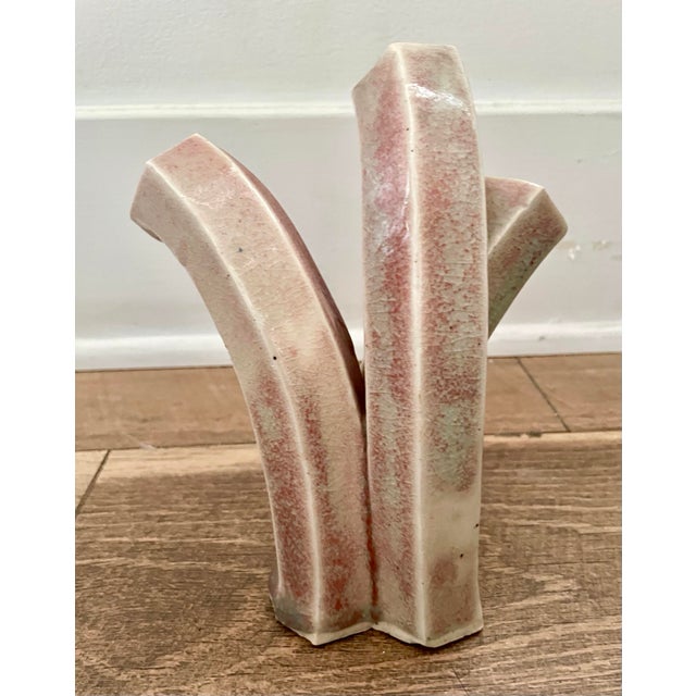 Mid-Century Modern Ceramic Vase Three-Stem Sculptural Avant-Garde Hand Thrown For Sale - Image 3 of 8