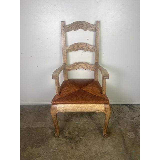 Set of Eight French Country Ladder Back Dining W/ Rush Seats For Sale - Image 4 of 12