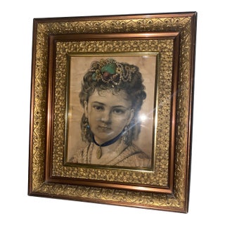 Antique Ornate Gilded Wood Picture Frame With Carved Details. For Sale