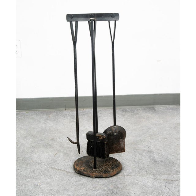 1960s Mid Century Modern Fireplace Tool Modernist Cast Iron Black MCM Vintage Wood For Sale - Image 5 of 9