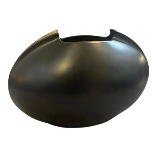1990s Minimalist Black Porcelain Tasca Huge Vase by Lino Sabattini for Rosenthal For Sale