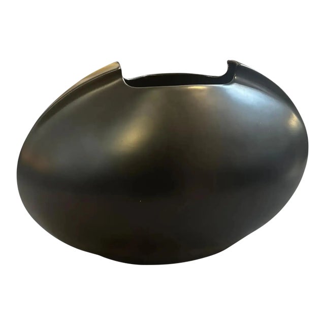 1990s Minimalist Black Porcelain Tasca Huge Vase by Lino Sabattini for Rosenthal For Sale
