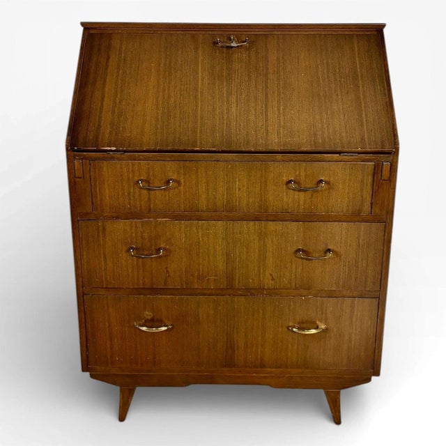 1960s Mid-Century Sutcliffe of Todmorden Walnut Bureau Writing Desk, 1960s For Sale - Image 5 of 11